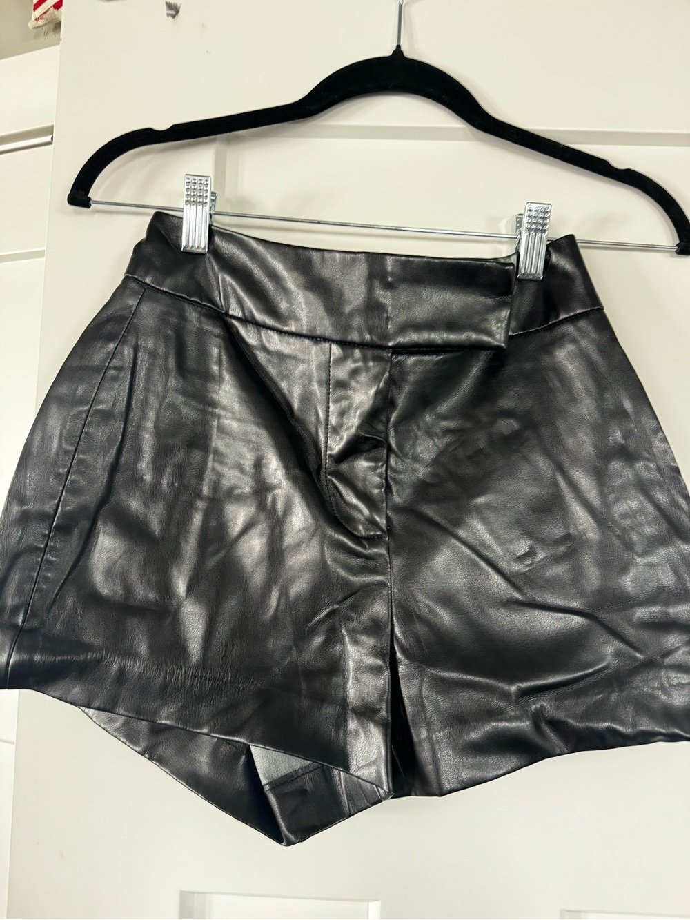 House of Harlow 1960 Black Faux Leather High-Waist Shorts